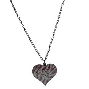 Elegant Red Gold Tone Rhinestone Heart Pendant Necklace Love Fashion Jewelry